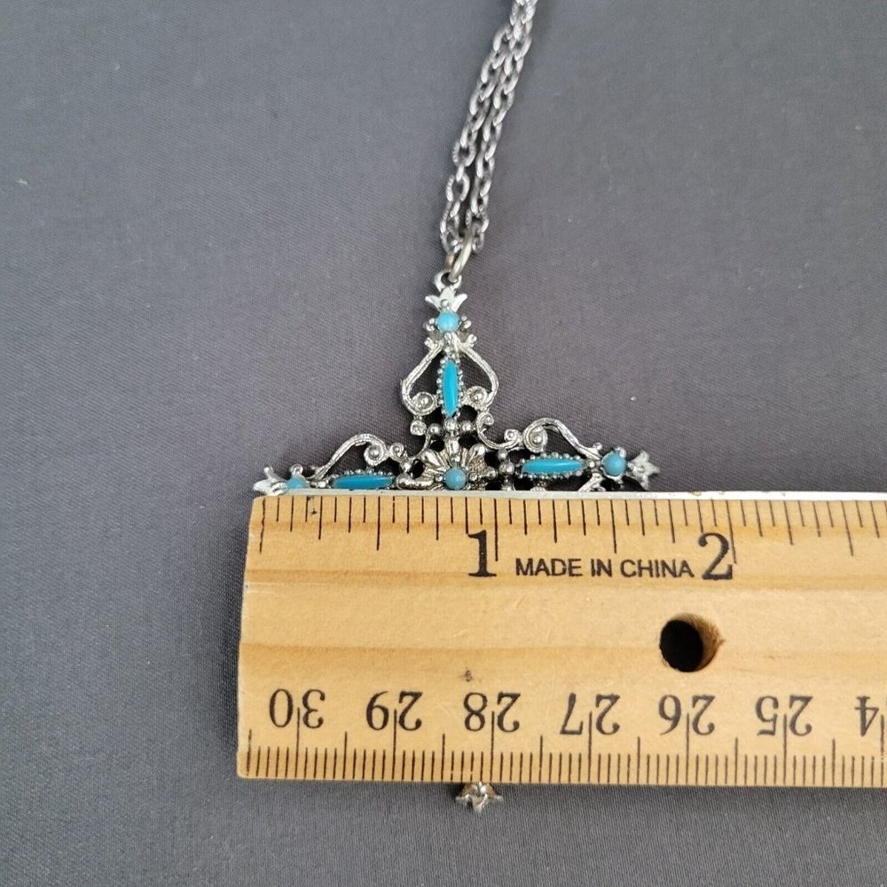 Unisex Silver Tone Cable Chain Fashion Necklace Cross Shaped Pendant 24 in - Picture 7 of 9